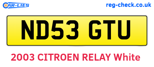ND53GTU are the vehicle registration plates.