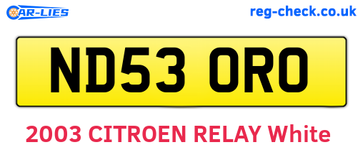 ND53ORO are the vehicle registration plates.