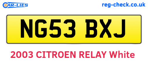NG53BXJ are the vehicle registration plates.
