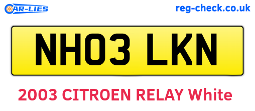 NH03LKN are the vehicle registration plates.