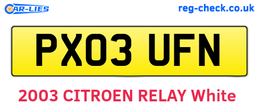 PX03UFN are the vehicle registration plates.