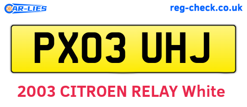 PX03UHJ are the vehicle registration plates.