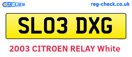 SL03DXG are the vehicle registration plates.