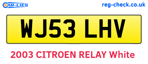 WJ53LHV are the vehicle registration plates.