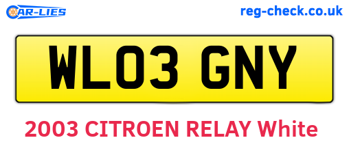 WL03GNY are the vehicle registration plates.