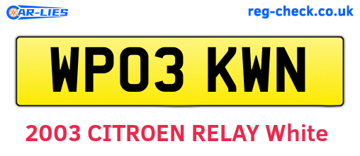 WP03KWN are the vehicle registration plates.