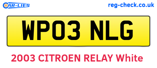 WP03NLG are the vehicle registration plates.