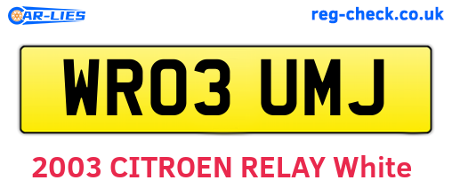 WR03UMJ are the vehicle registration plates.