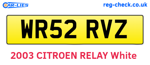 WR52RVZ are the vehicle registration plates.