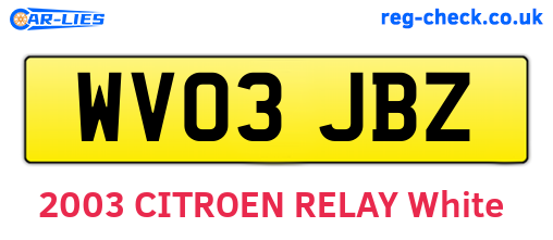 WV03JBZ are the vehicle registration plates.
