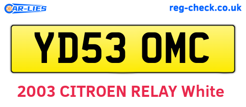 YD53OMC are the vehicle registration plates.