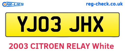 YJ03JHX are the vehicle registration plates.