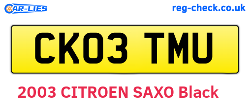 CK03TMU are the vehicle registration plates.