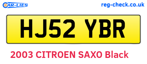 HJ52YBR are the vehicle registration plates.