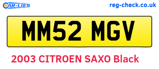 MM52MGV are the vehicle registration plates.