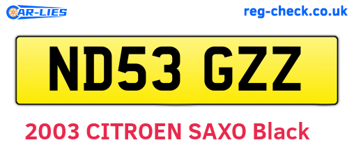 ND53GZZ are the vehicle registration plates.