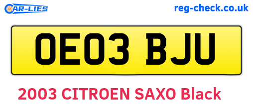 OE03BJU are the vehicle registration plates.