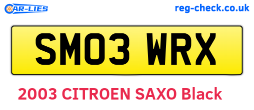 SM03WRX are the vehicle registration plates.