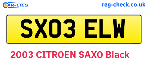 SX03ELW are the vehicle registration plates.