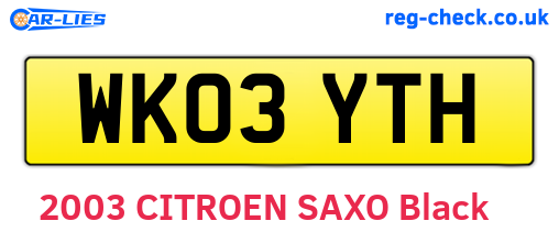 WK03YTH are the vehicle registration plates.