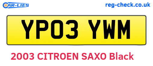 YP03YWM are the vehicle registration plates.
