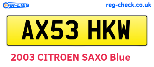 AX53HKW are the vehicle registration plates.