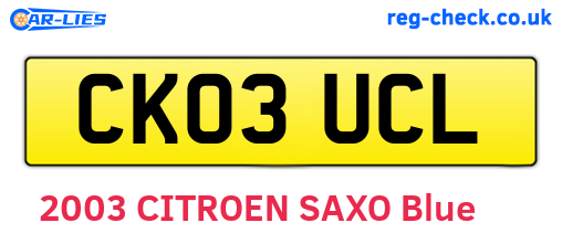 CK03UCL are the vehicle registration plates.