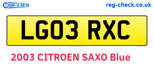 LG03RXC are the vehicle registration plates.