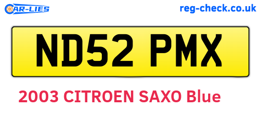 ND52PMX are the vehicle registration plates.