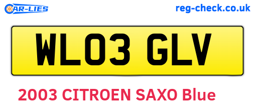 WL03GLV are the vehicle registration plates.