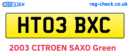 HT03BXC are the vehicle registration plates.