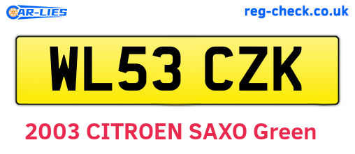 WL53CZK are the vehicle registration plates.