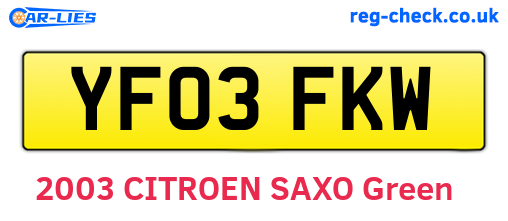 YF03FKW are the vehicle registration plates.
