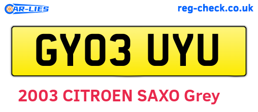 GY03UYU are the vehicle registration plates.