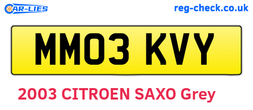 MM03KVY are the vehicle registration plates.