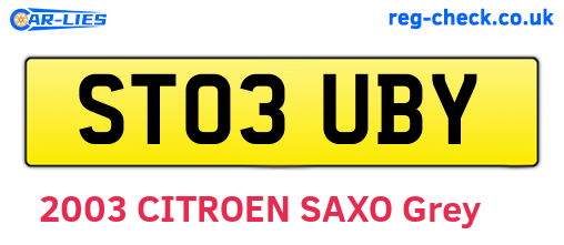 ST03UBY are the vehicle registration plates.