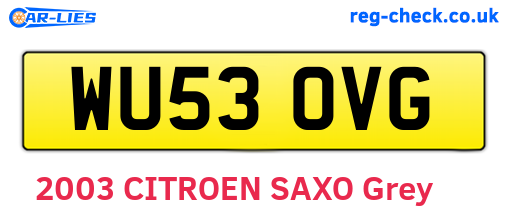 WU53OVG are the vehicle registration plates.