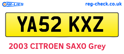 YA52KXZ are the vehicle registration plates.