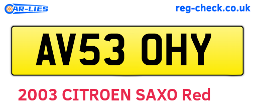 AV53OHY are the vehicle registration plates.