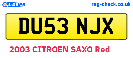 DU53NJX are the vehicle registration plates.