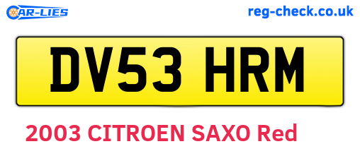 DV53HRM are the vehicle registration plates.