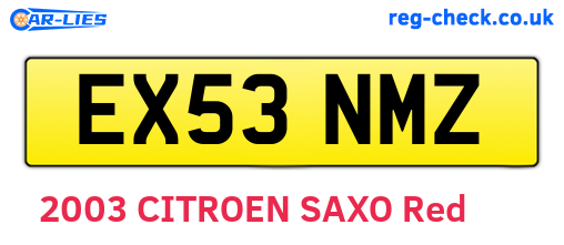 EX53NMZ are the vehicle registration plates.
