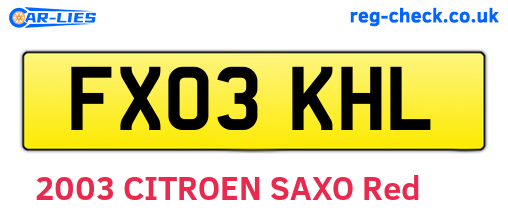 FX03KHL are the vehicle registration plates.