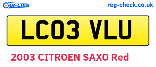 LC03VLU are the vehicle registration plates.