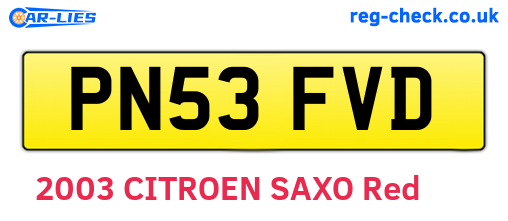 PN53FVD are the vehicle registration plates.