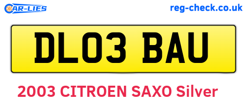 DL03BAU are the vehicle registration plates.