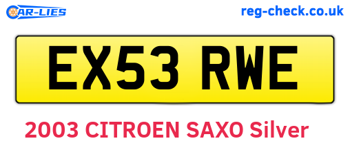 EX53RWE are the vehicle registration plates.