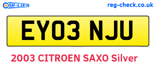 EY03NJU are the vehicle registration plates.