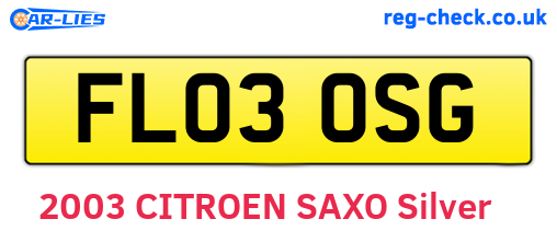 FL03OSG are the vehicle registration plates.