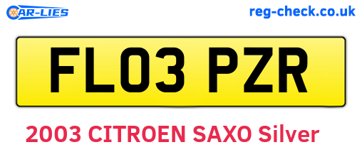 FL03PZR are the vehicle registration plates.